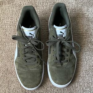 Puma Men's Olive Green Suede Sneakers